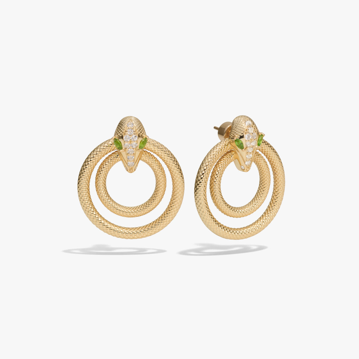 Awe Inspired Earrings 14K Yellow Gold Vermeil Snake Doorknocker Earrings