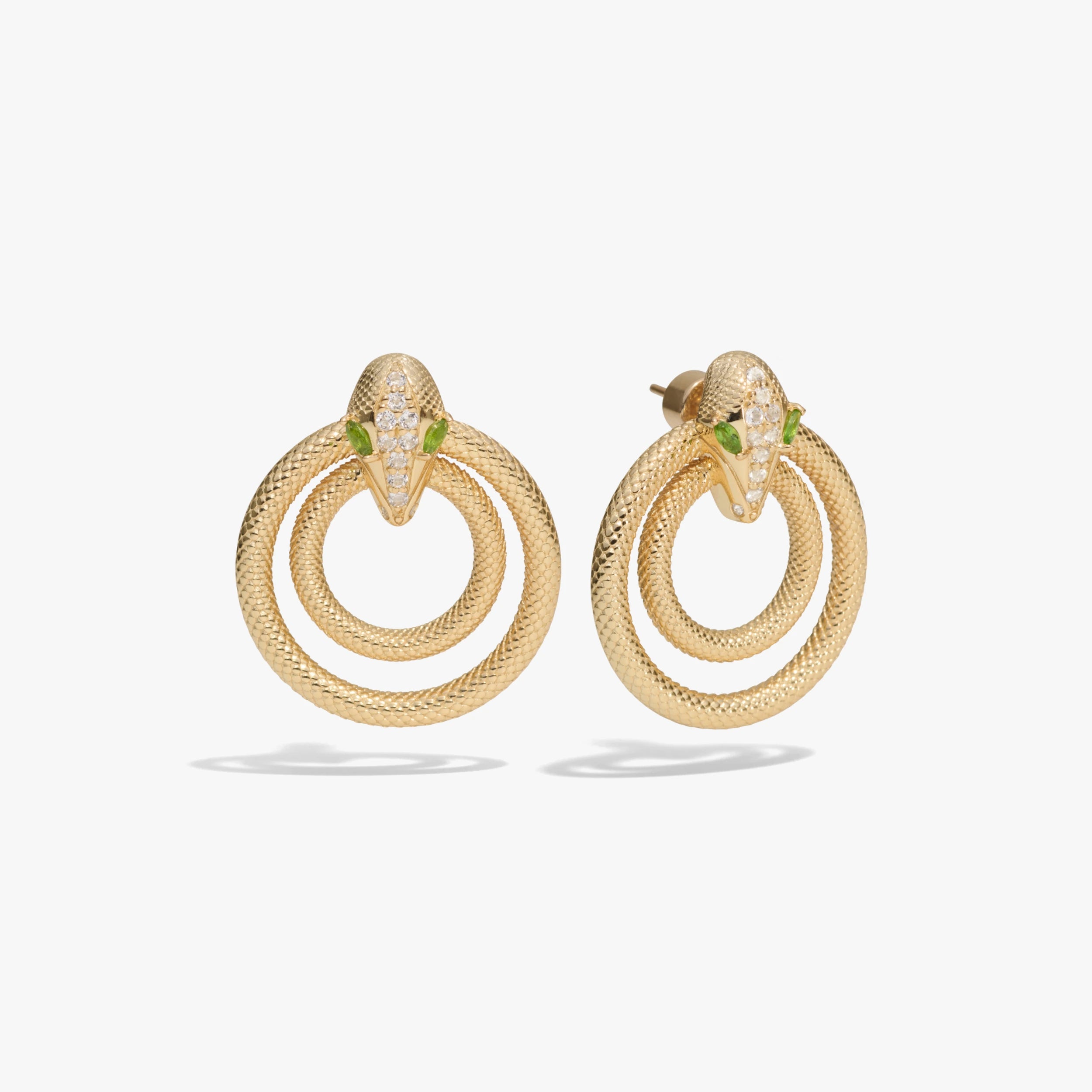 Awe Inspired Earrings 14K Yellow Gold Vermeil Snake Doorknocker Earrings