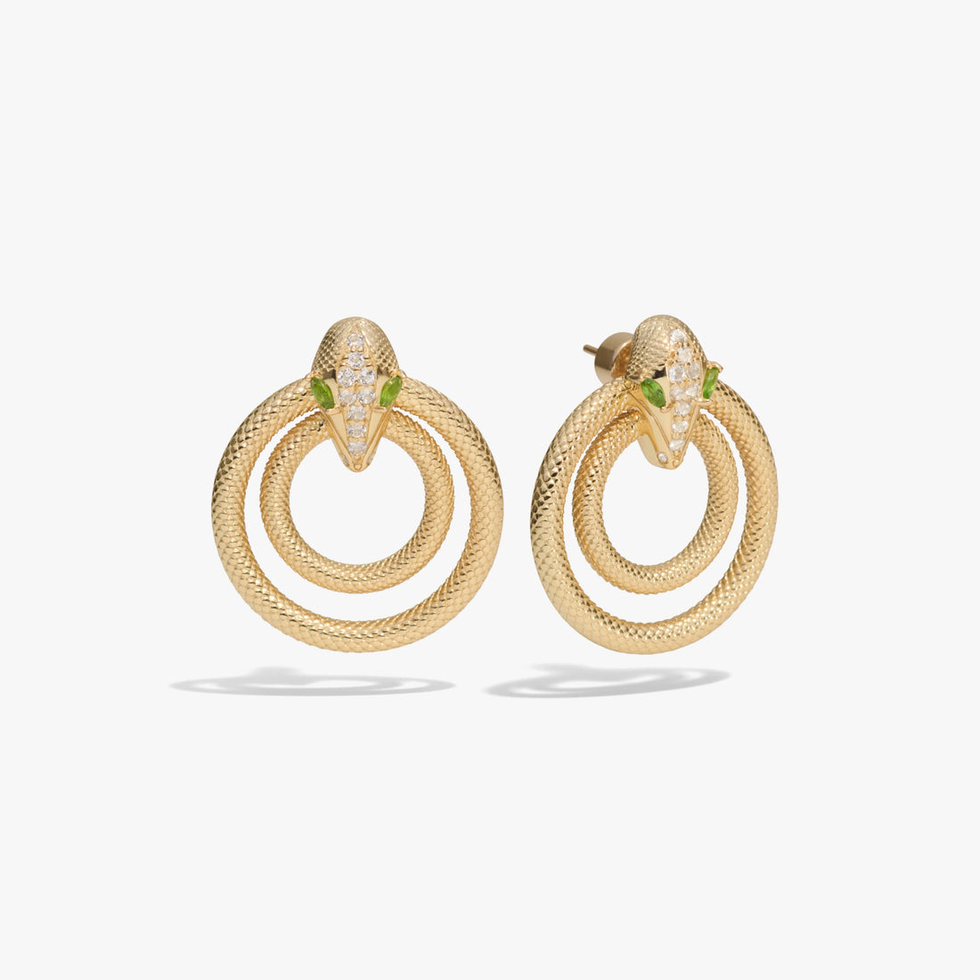 Awe Inspired Earrings 14K Yellow Gold Vermeil Snake Doorknocker Earrings