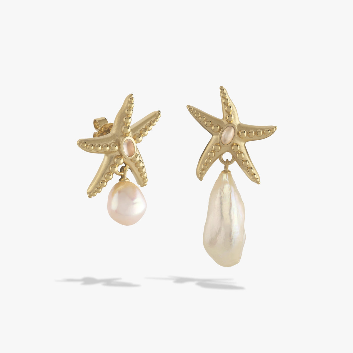 Awe Inspired Earrings 14K Yellow Gold Vermeil Starfish Pearl Earrings