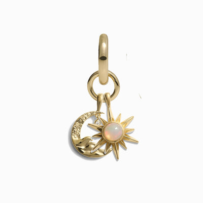 Awe Inspired Earrings 14K Yellow Gold Vermeil Sun & Moon Charm Earring