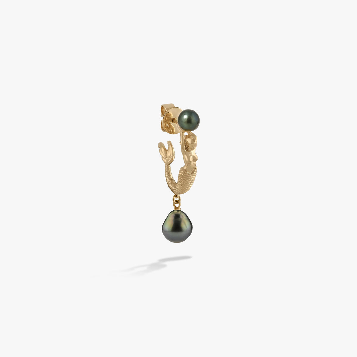Awe Inspired Earrings 14K Yellow Gold Vermeil / Tahitian Pearl / Single Sea Siren Pearl Earrings