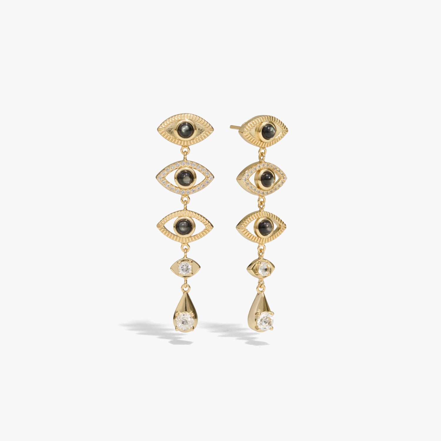 Awe Inspired Earrings 14K Yellow Gold Vermeil Third Eye Drop Earrings