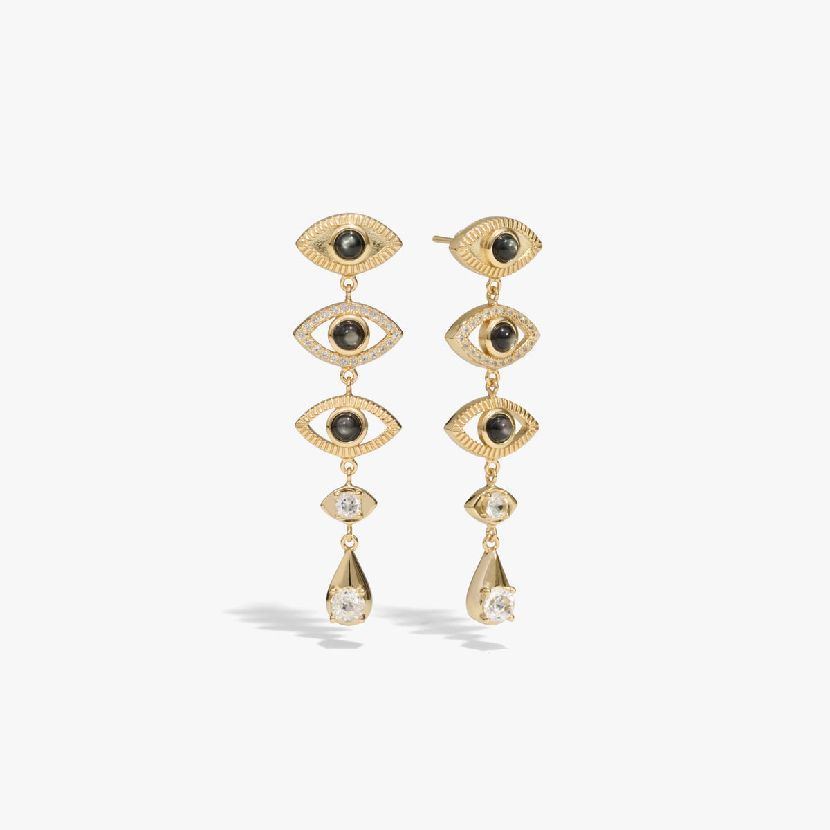 Awe Inspired Earrings 14K Yellow Gold Vermeil Third Eye Drop Earrings