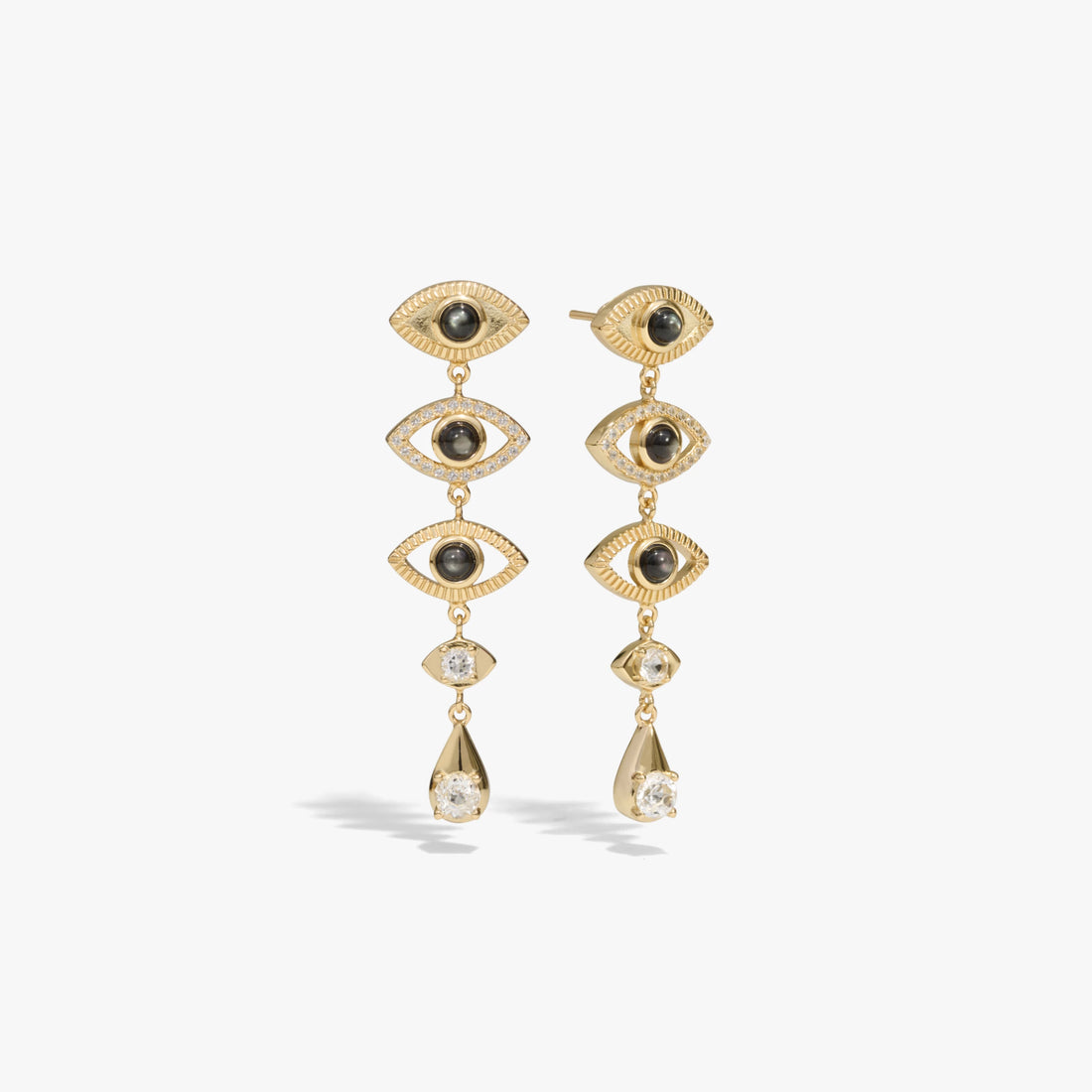 Awe Inspired Earrings 14K Yellow Gold Vermeil Third Eye Drop Earrings