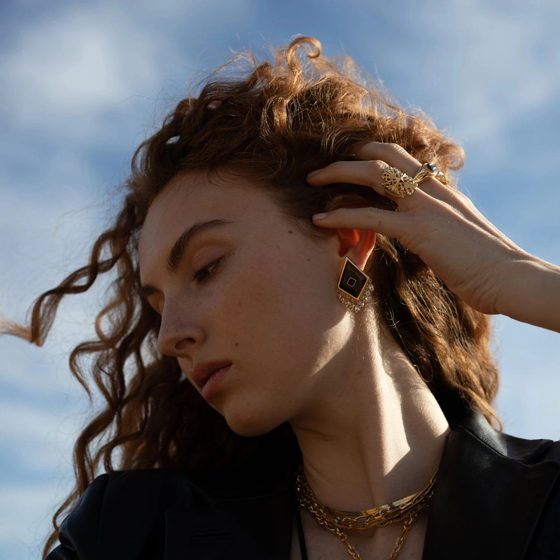 Awe Inspired Earrings 14K Yellow Gold Vermeil Tiger's Eye Boho Kite Earrings