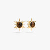 Awe Inspired Earrings 14K Yellow Gold Vermeil Tiger's Eye Triple Moon Studs
