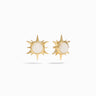 Awe Inspired Earrings 14k Yellow Gold Vermeil Triple Moon Statement Studs Moonstone