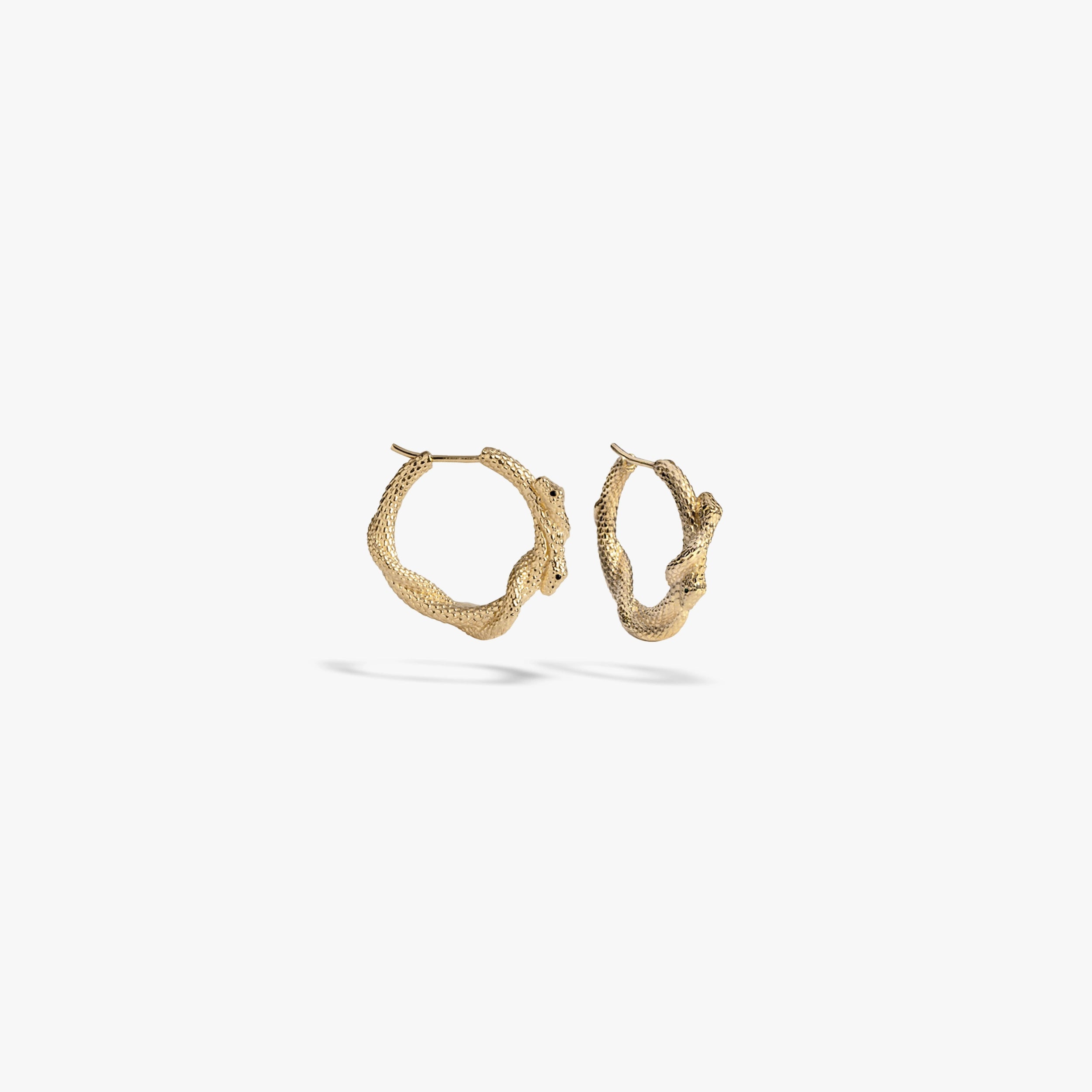 Awe Inspired Earrings 14K Yellow Gold Vermeil Twisted Serpents Hoop Earrings