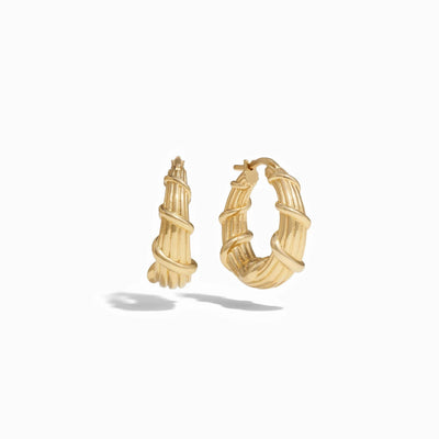 Awe Inspired Earrings 14K Yellow Gold Vermeil Victory Wreath Hoops