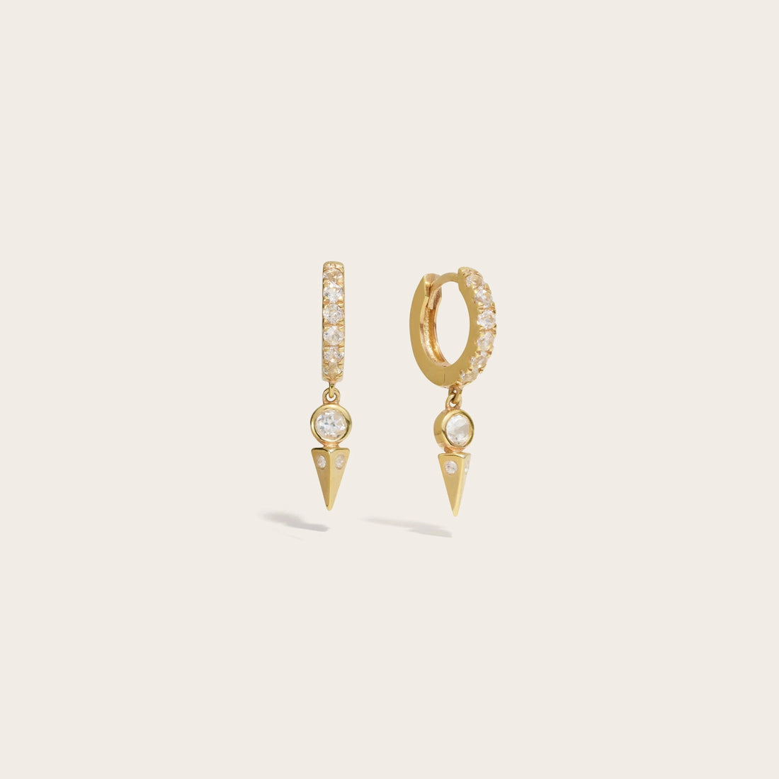 Awe Inspired Earrings 14K Yellow Gold Vermeil / White Topaz White Topaz Spike Huggies