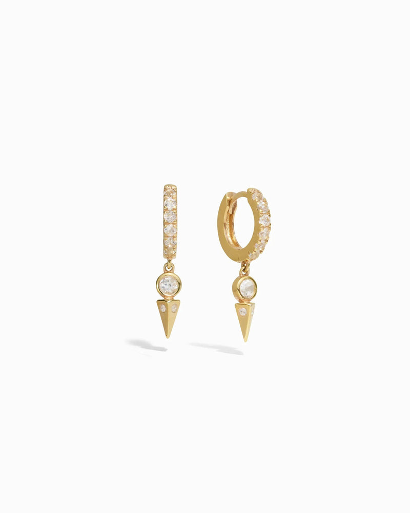 Awe Inspired Earrings 14K Yellow Gold Vermeil / White Topaz White Topaz Spike Huggies