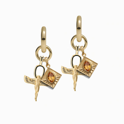 Awe Inspired Earrings 14K Yellow Gold Vermeil / Yellow Citrine Aura of Isis Collector Earrings