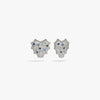 Awe Inspired Earrings 925 Sterling Silver Blue Gemstone Radiant Heart Studs