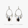Awe Inspired Earrings 925 Sterling Silver Deep Sea Gemstone Charm Hoops