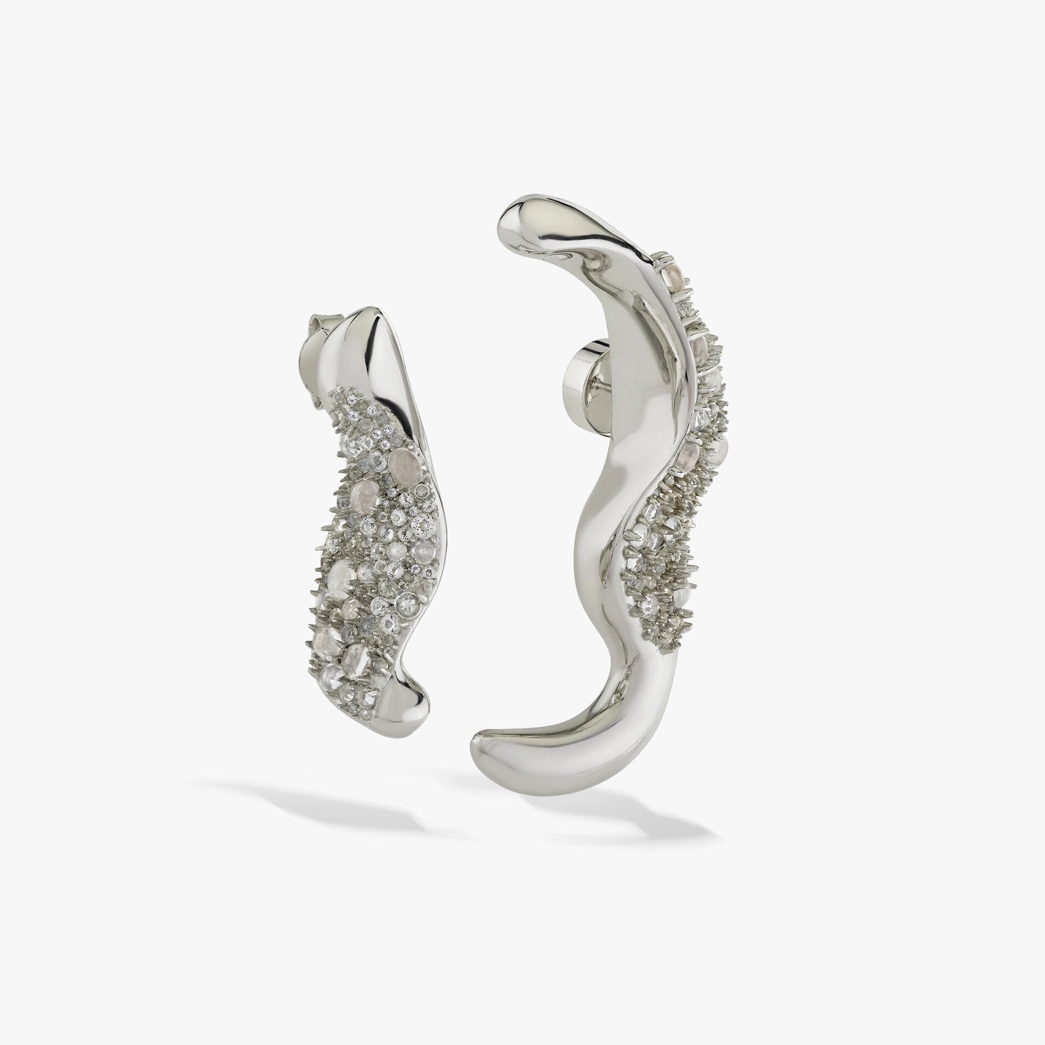 Awe Inspired Earrings 925 Sterling Silver Encrusted Abstract Earrings