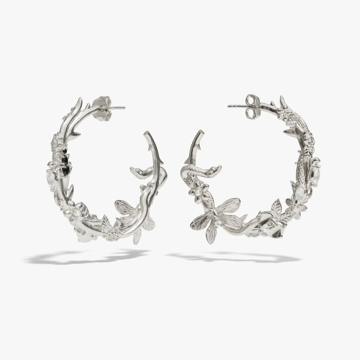Awe Inspired Earrings 925 Sterling Silver / Large Secret Forest Hoops
