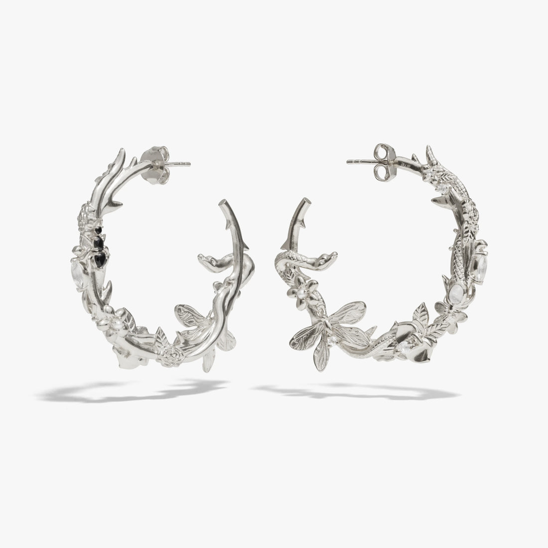 Awe Inspired Earrings 925 Sterling Silver / Large Secret Forest Hoops