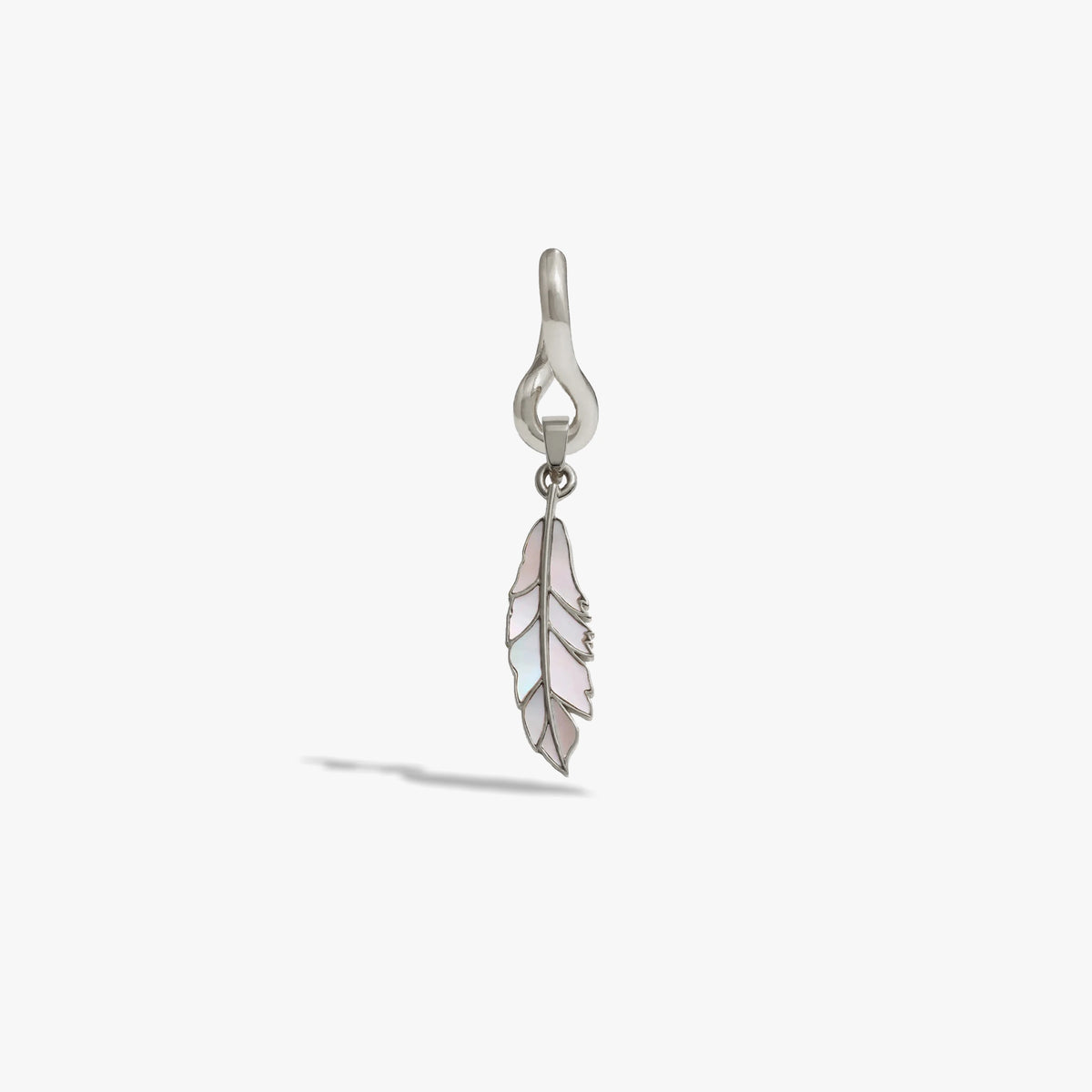 Awe Inspired Earrings 925 Sterling Silver Men's Mother of Pearl Feather Charm Earring