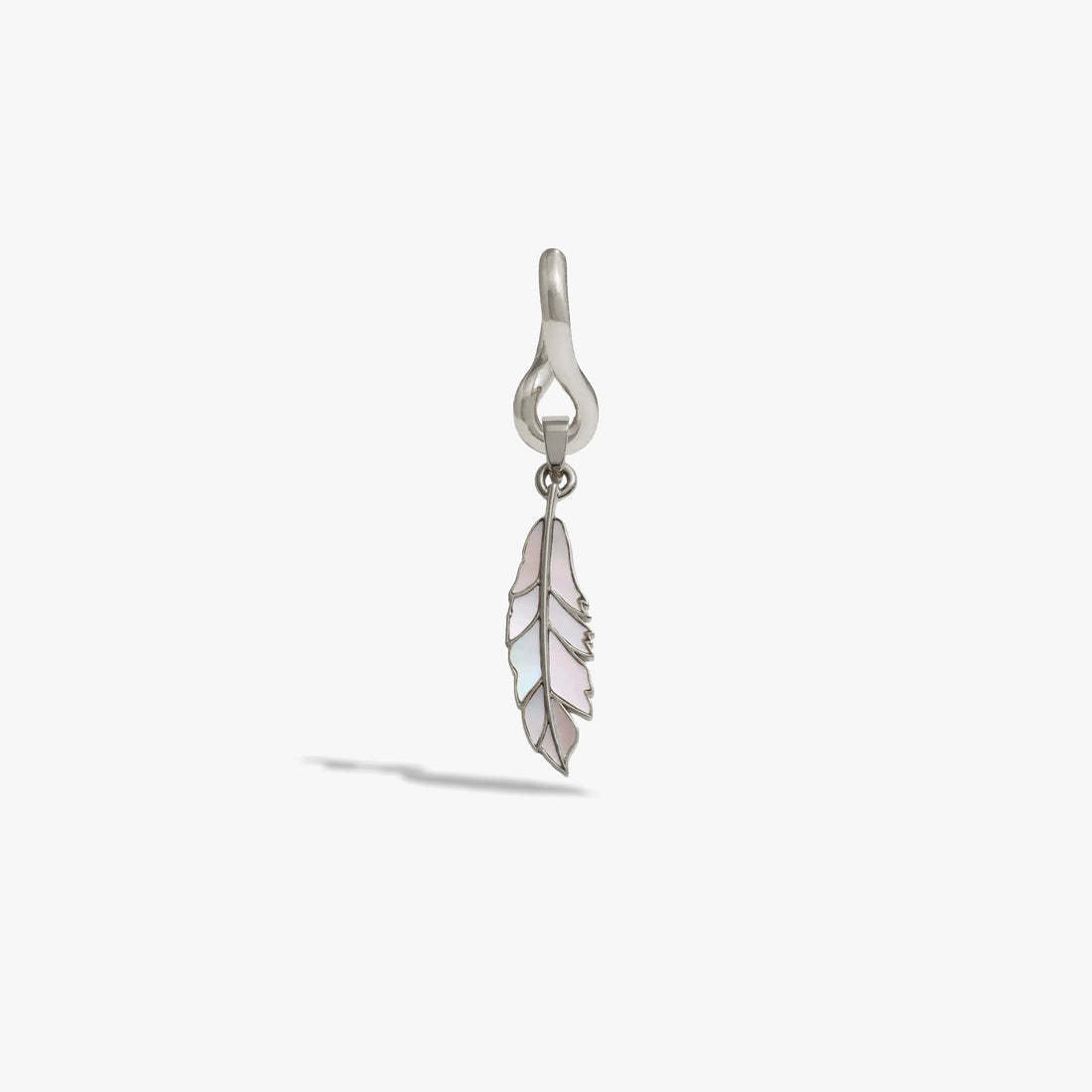 Awe Inspired Earrings 925 Sterling Silver Men's Mother of Pearl Feather Charm Earring