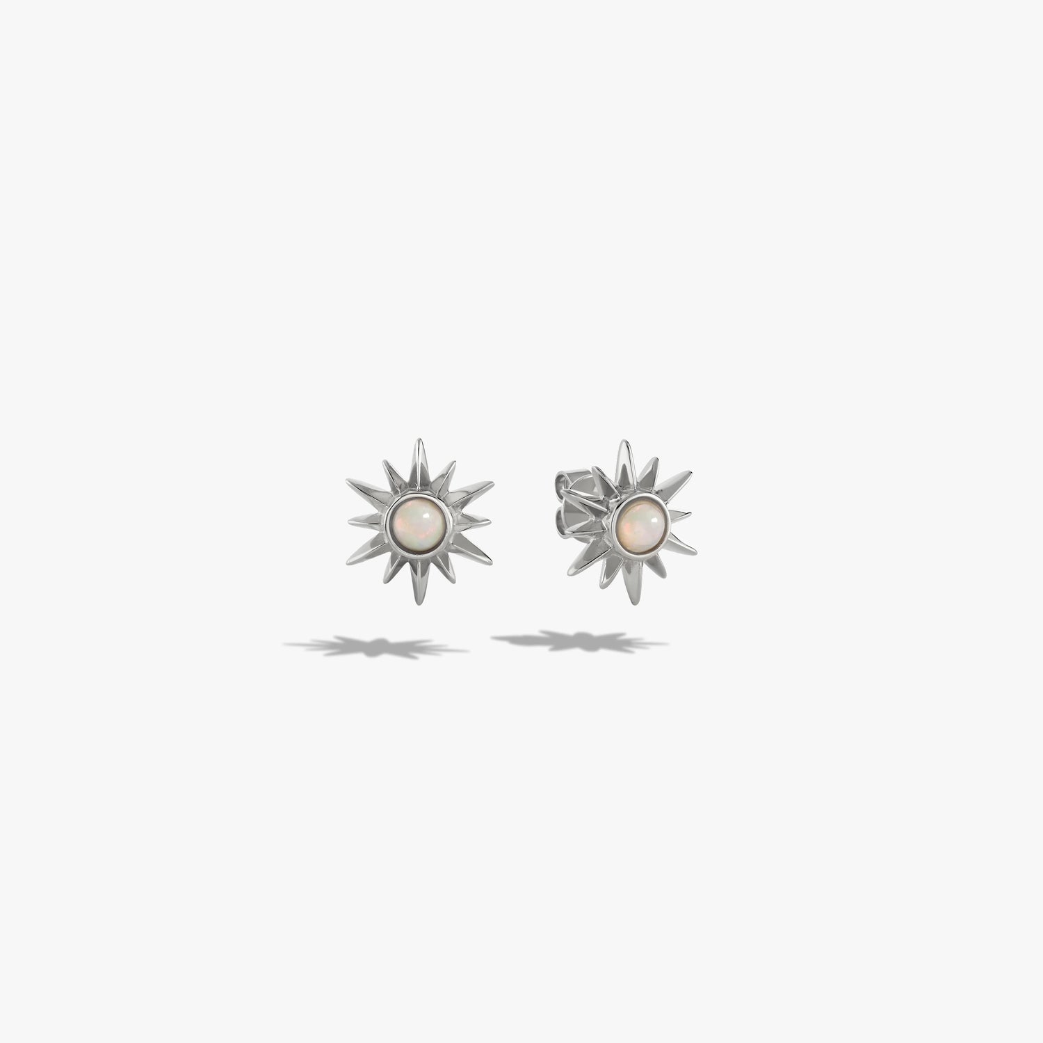 Awe Inspired Earrings 925 Sterling Silver Opal Sun Studs