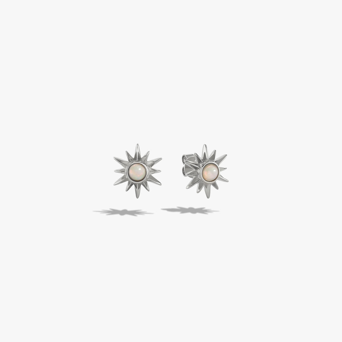 Awe Inspired Earrings 925 Sterling Silver Opal Sun Studs