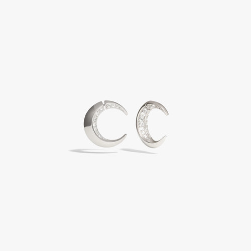 Awe Inspired Earrings 925 Sterling Silver / Pair Crescent Moon Earrings