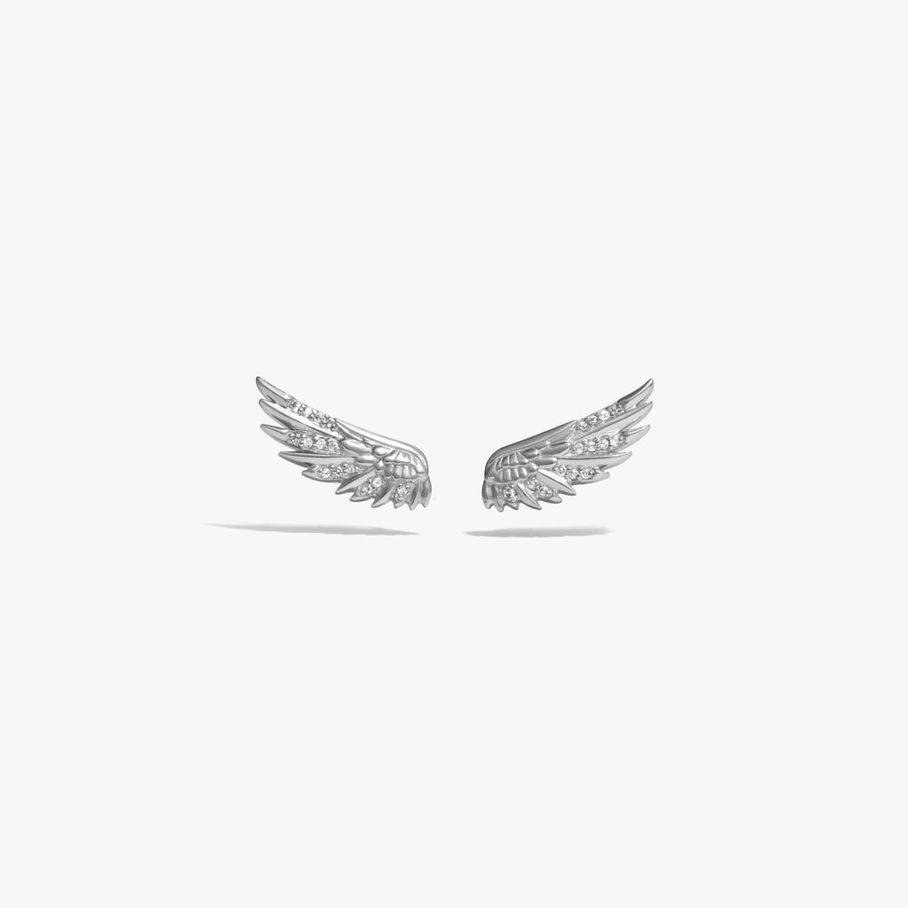 Awe Inspired Earrings 925 Sterling Silver / Pair Sapphire Wing Ear Climber