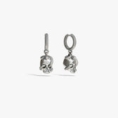 Awe Inspired Earrings 925 Sterling Silver / Pair Serpent Skull Huggie