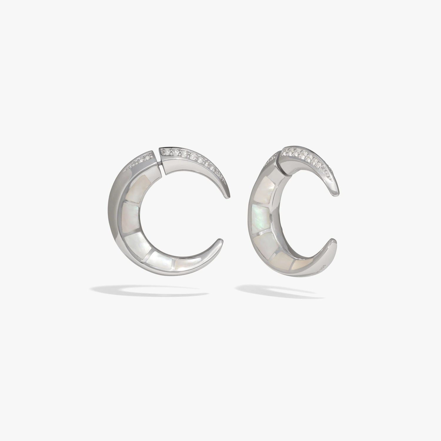 Awe Inspired Earrings 925 Sterling Silver / Pair Statement Crescent Moon Earrings