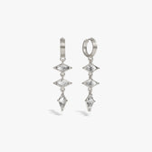 Awe Inspired Earrings 925 Sterling Silver / Pair Triple Prism Huggies