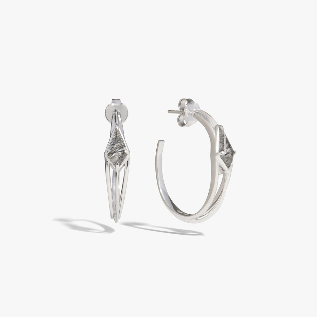 Awe Inspired Earrings 925 Sterling Silver Prism Oval Hoops