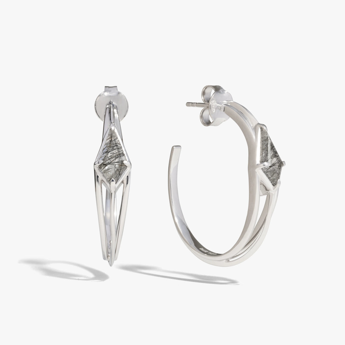 Awe Inspired Earrings 925 Sterling Silver Prism Oval Hoops