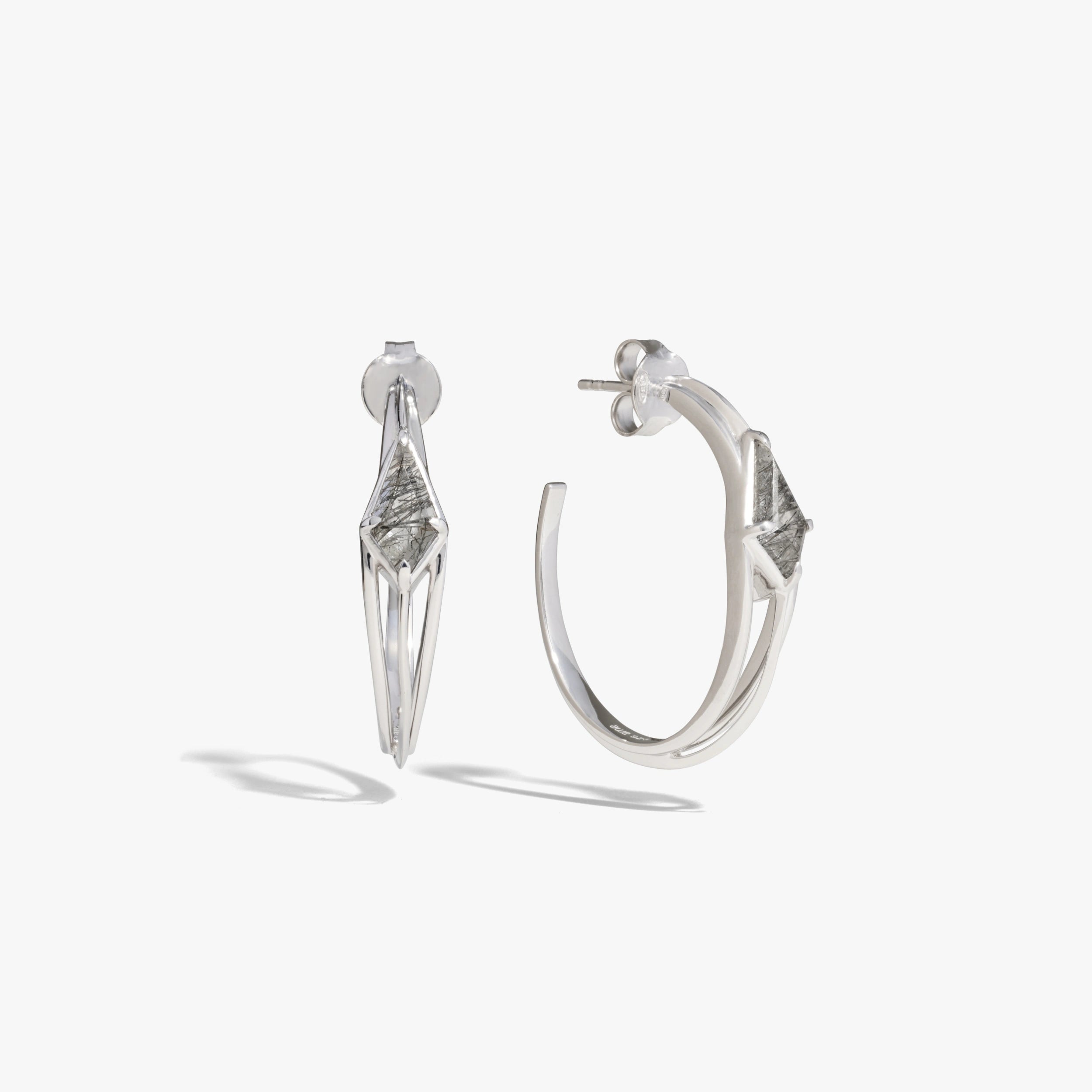 Awe Inspired Earrings 925 Sterling Silver Prism Oval Hoops
