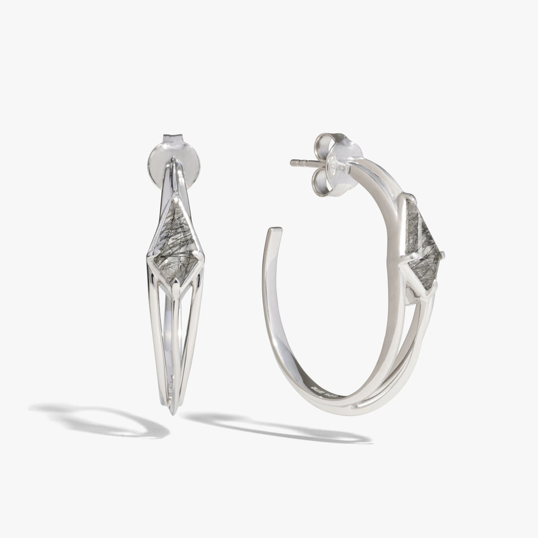 Awe Inspired Earrings 925 Sterling Silver Prism Oval Hoops