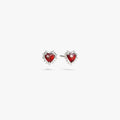 Awe Inspired Earrings 925 Sterling Silver / Red Garnet / Pair Heart of Thorns Stud