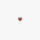 Awe Inspired Earrings 925 Sterling Silver / Red Garnet / Single Heart of Thorns Stud