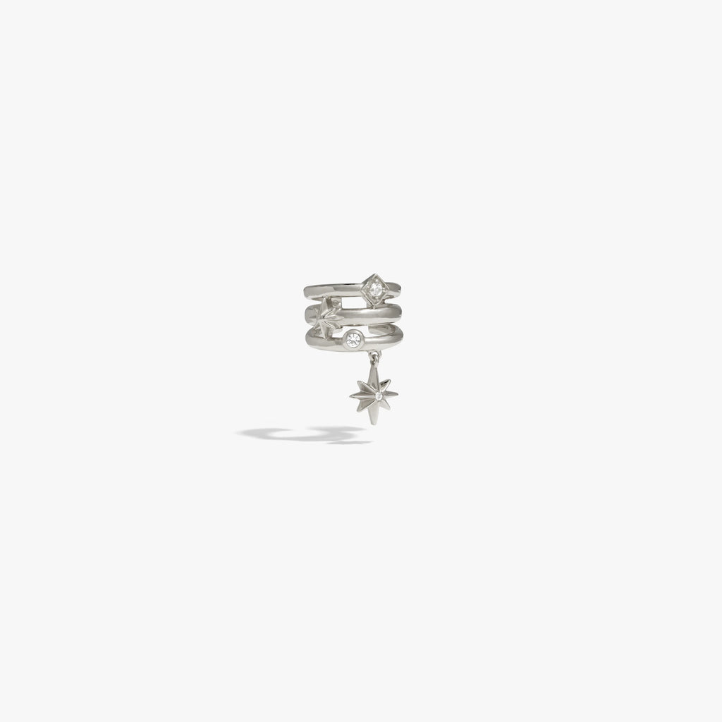 Awe Inspired Earrings 925 Sterling Silver / Single Cosmic Ear Cuff