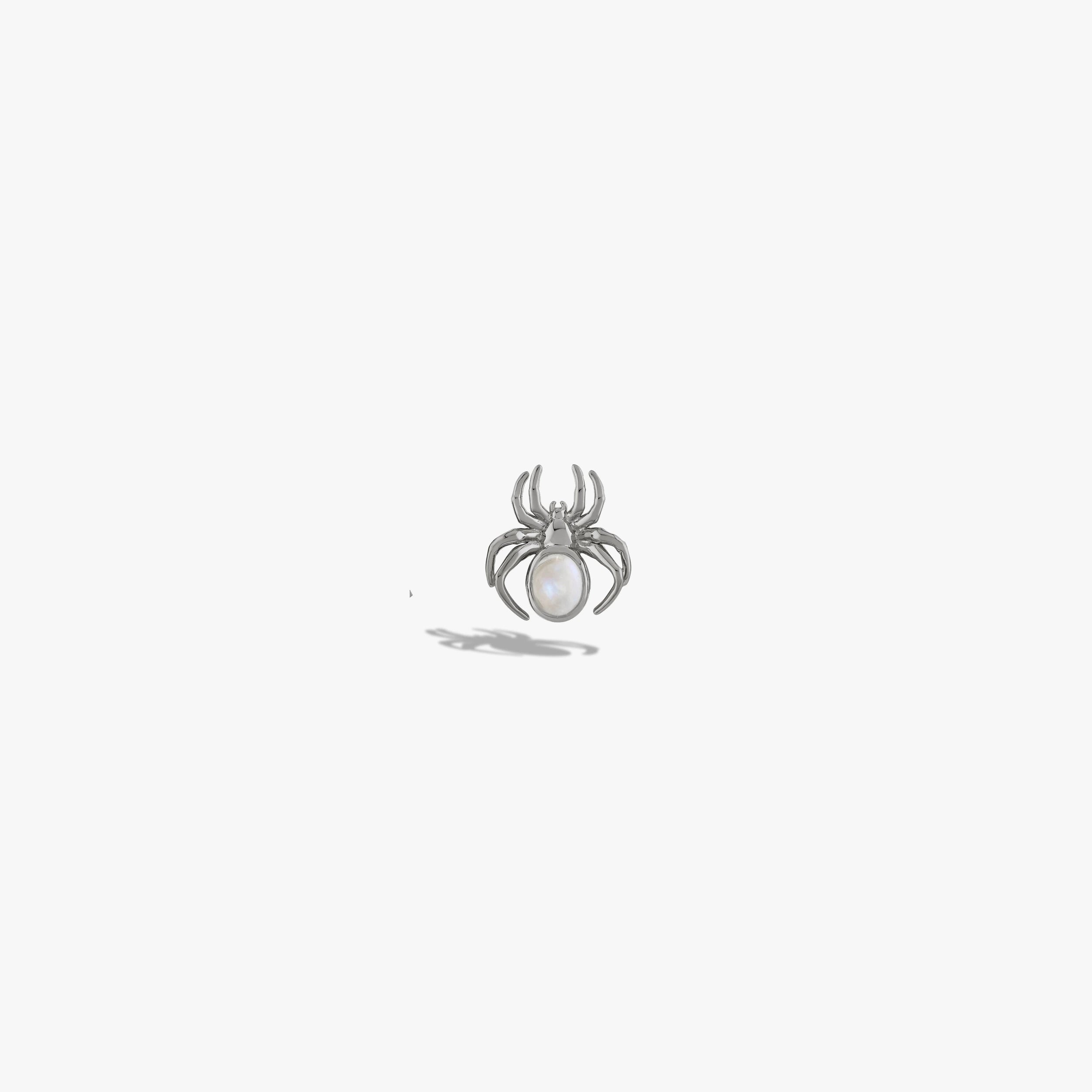 Awe Inspired Earrings 925 Sterling Silver / Single Moonstone Spider Studs