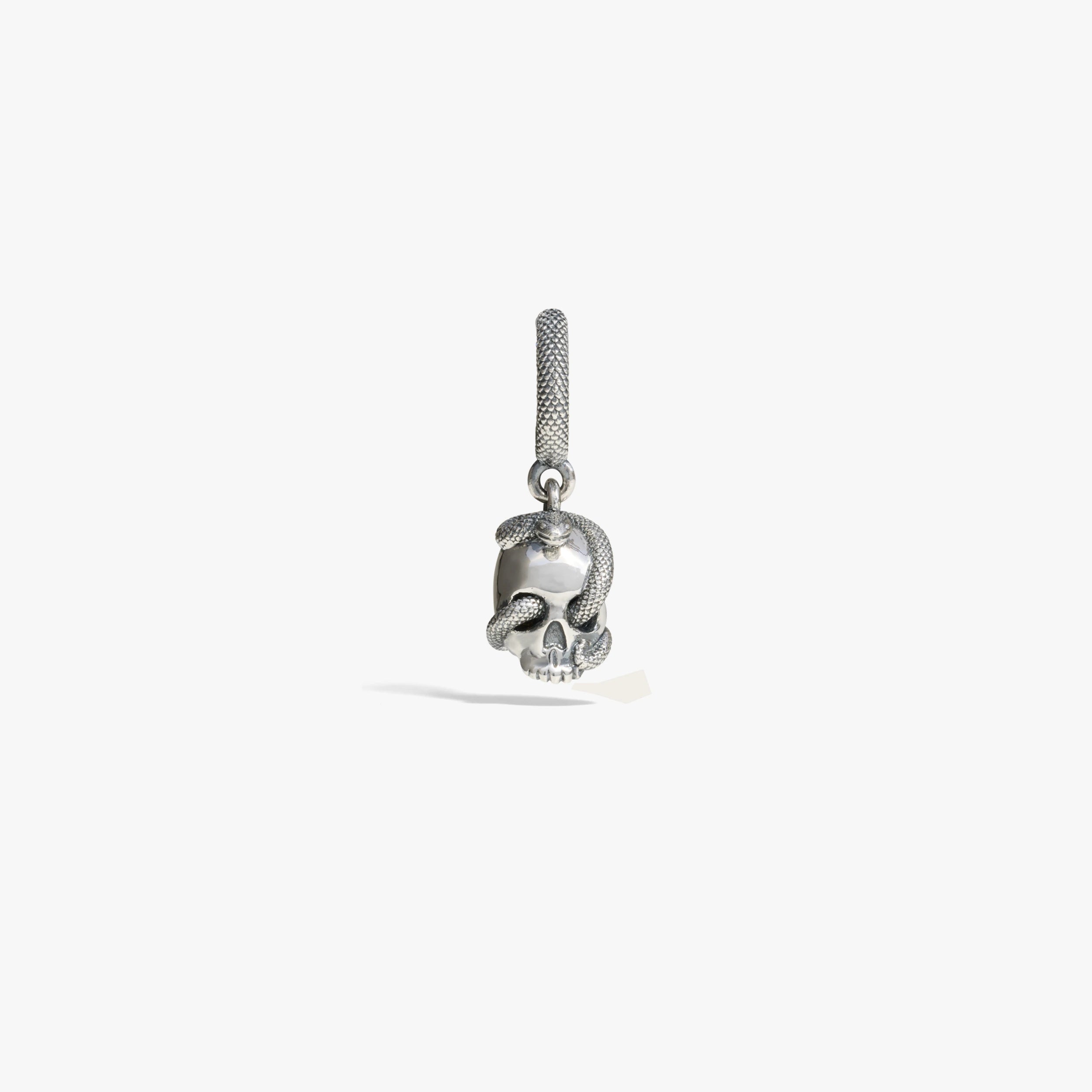 Awe Inspired Earrings 925 Sterling Silver / Single Serpent Skull Huggie