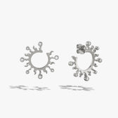 Awe Inspired Earrings 925 Sterling Silver Sunburst Bypass Hoops