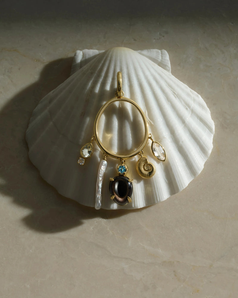 Awe Inspired Earrings Deep Sea Gemstone Charm Hoops