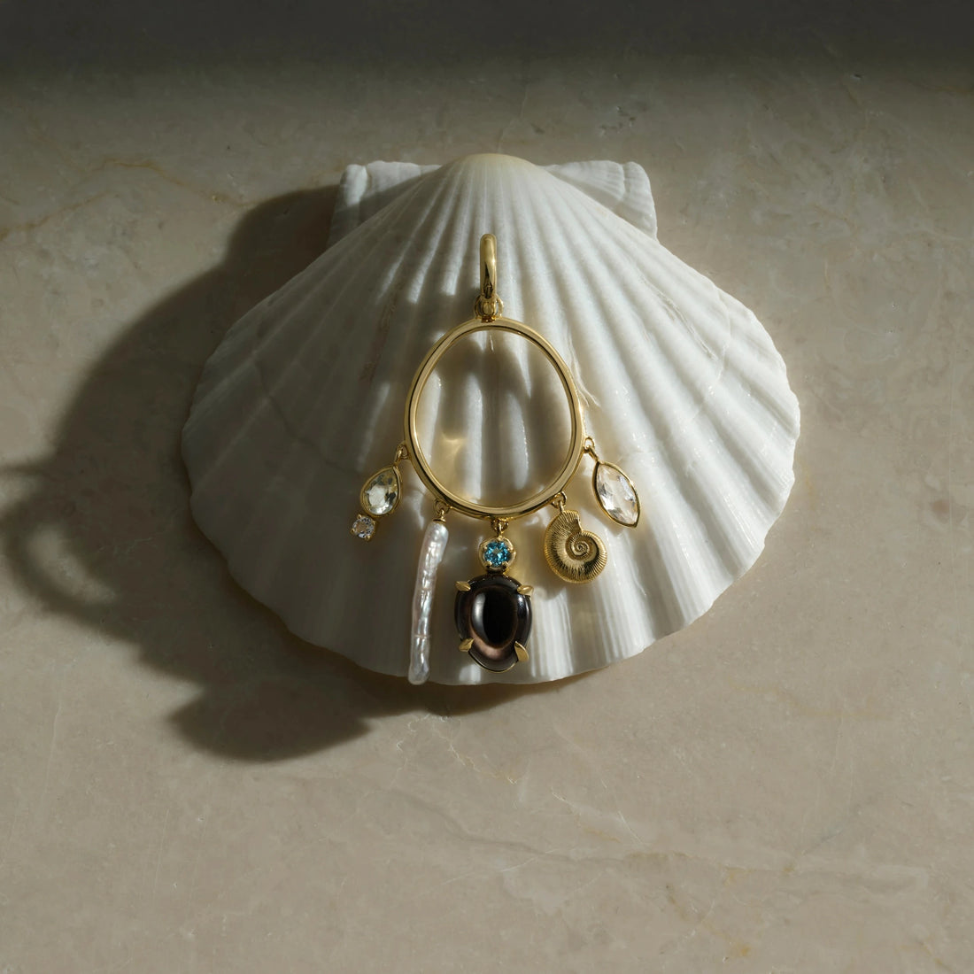 Awe Inspired Earrings Deep Sea Gemstone Charm Hoops