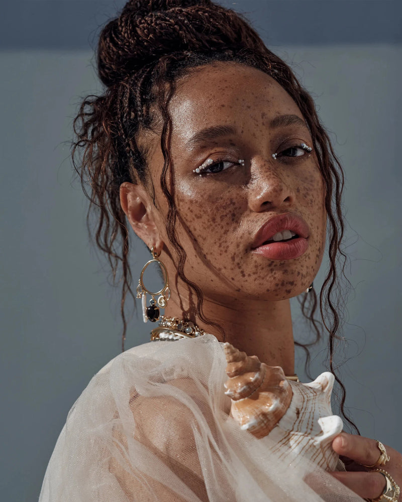 Awe Inspired Earrings Deep Sea Gemstone Charm Hoops