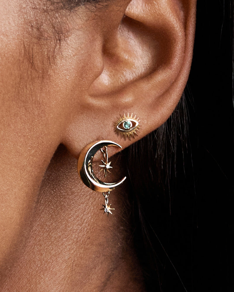 Awe Inspired Earrings Diamond Moon Earrings