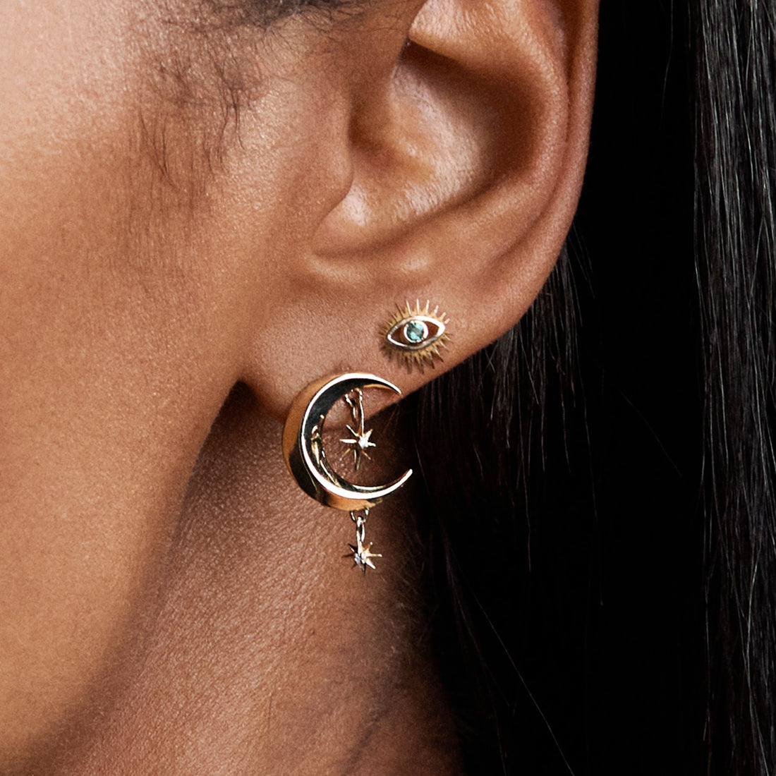 Awe Inspired Earrings Diamond Moon Earrings