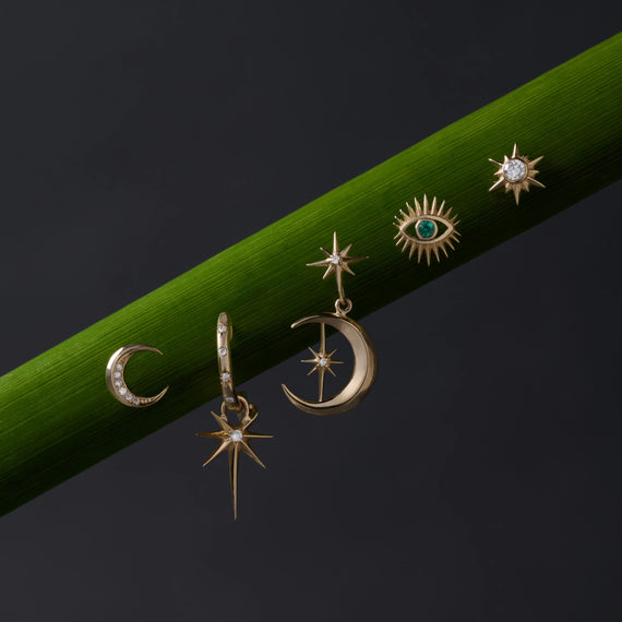 Awe Inspired Earrings Diamond Moon Earrings