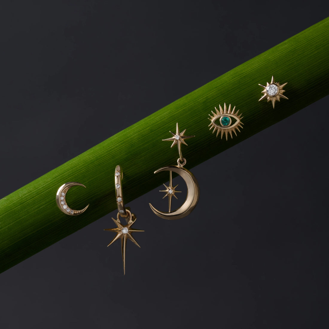 Awe Inspired Earrings Diamond Moon Earrings