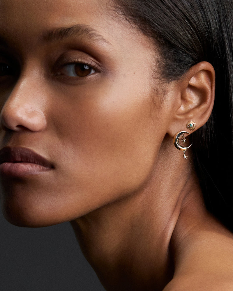 Awe Inspired Earrings Diamond Moon Earrings