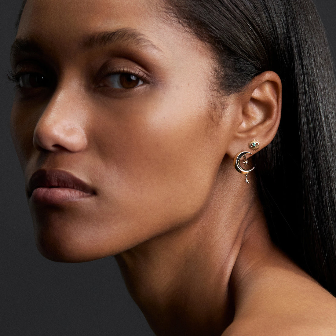 Awe Inspired Earrings Diamond Moon Earrings